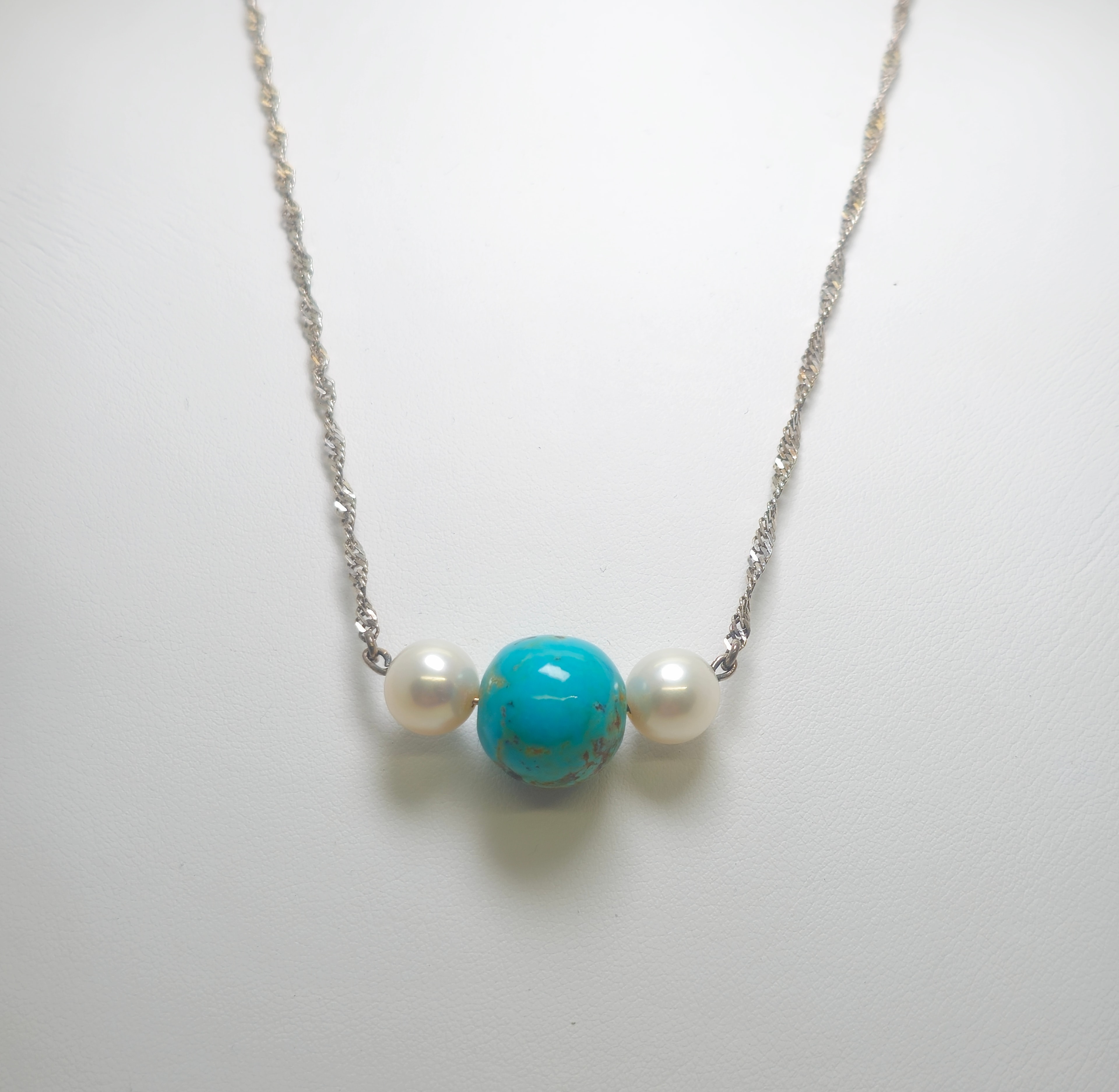 Turquoise & Pearls — Necklace-Earrings set