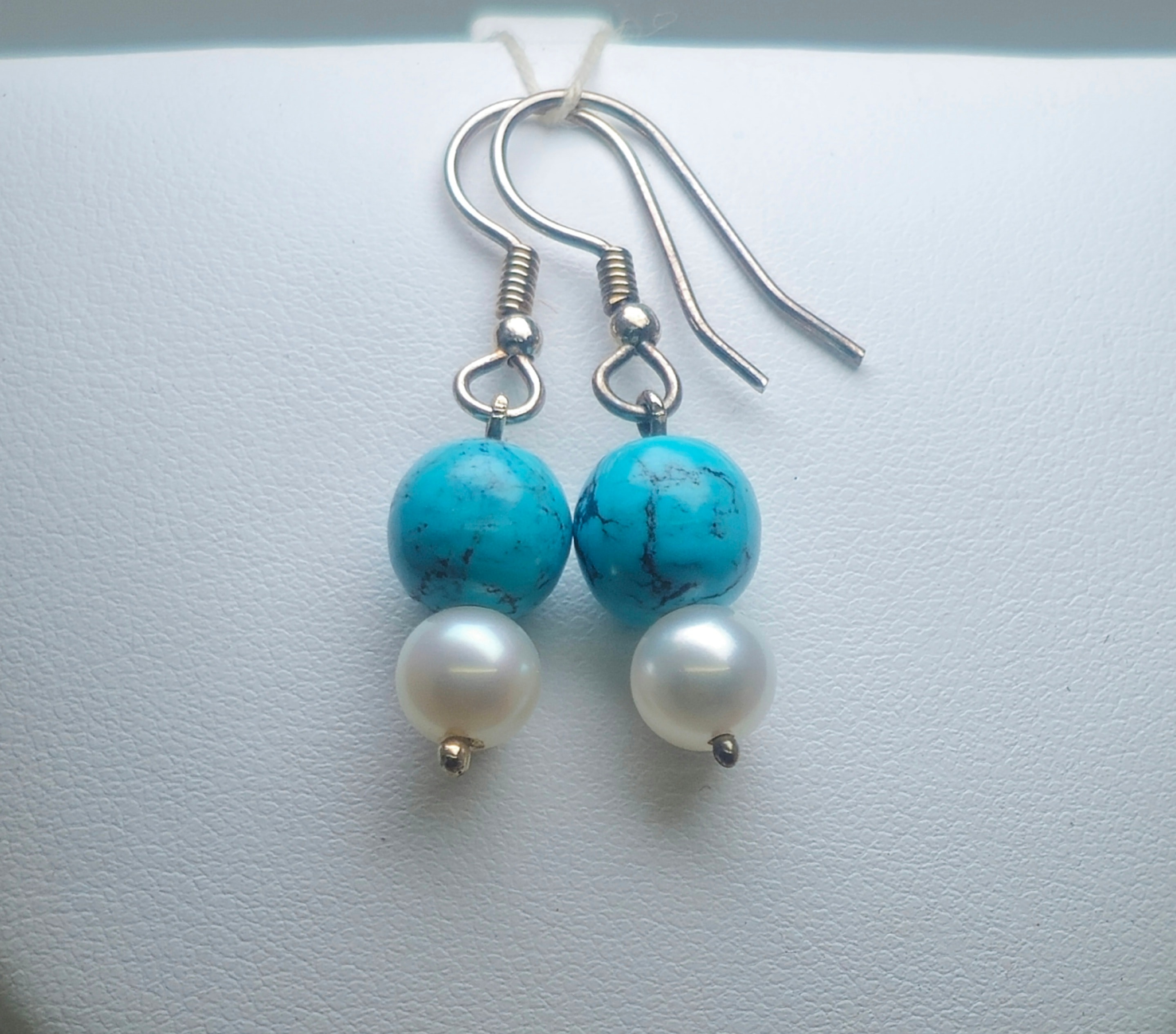 Turquoise & Pearls — Necklace-Earrings set view 5