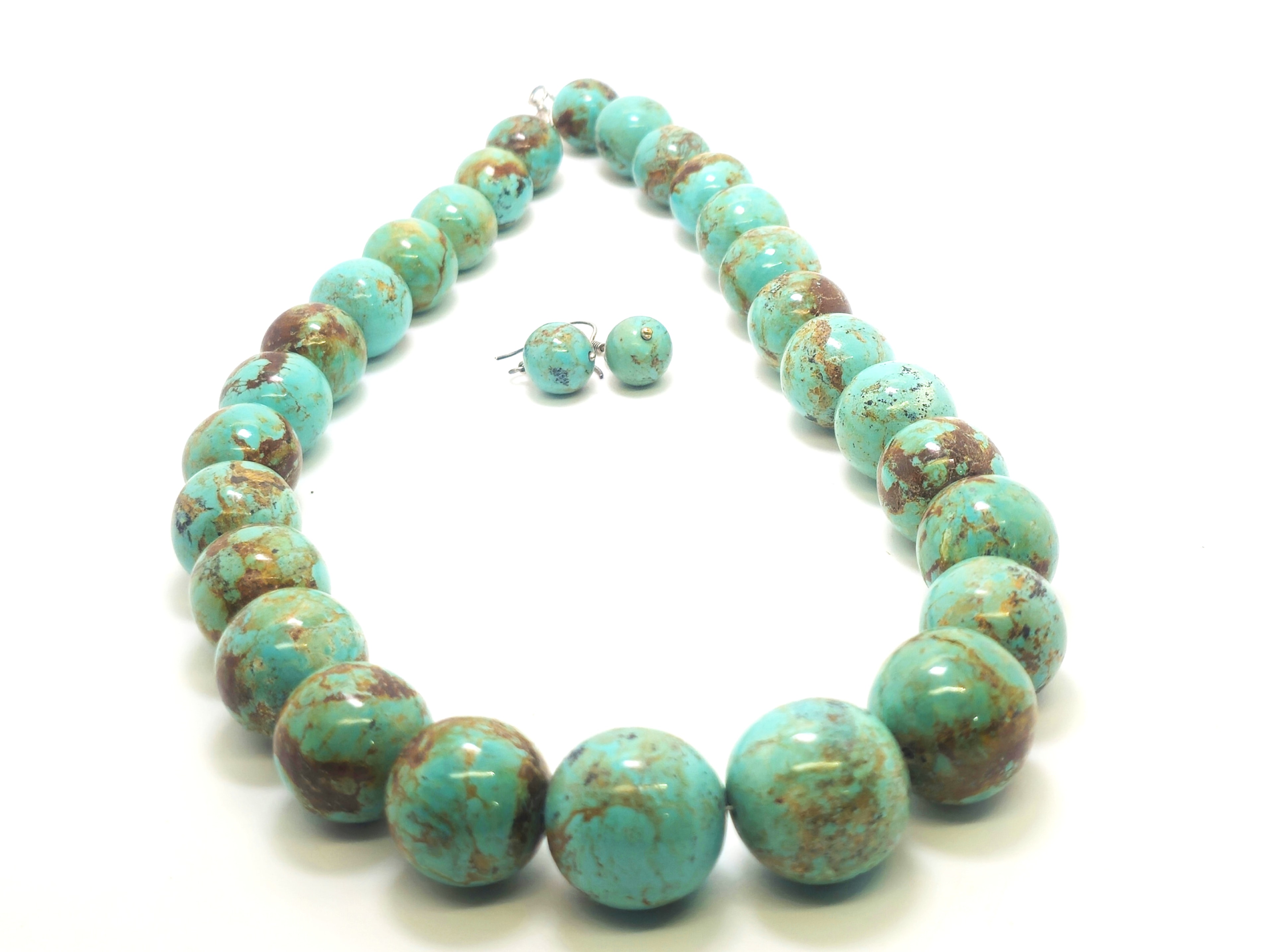 Red Matrix Turquoise — Necklace and Earrings Set