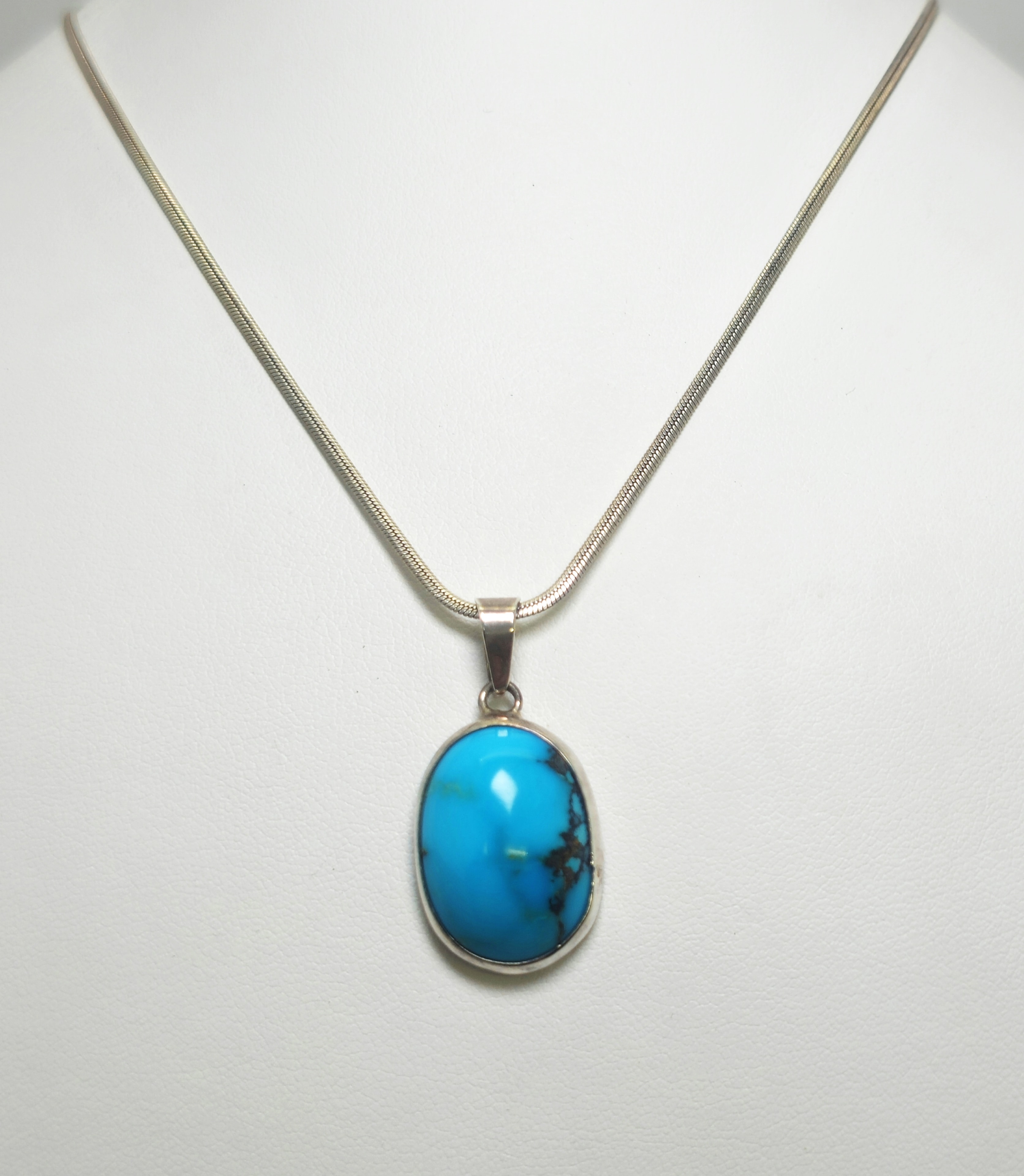 Blue Thunder Turquoise — Oval Pendant view 2