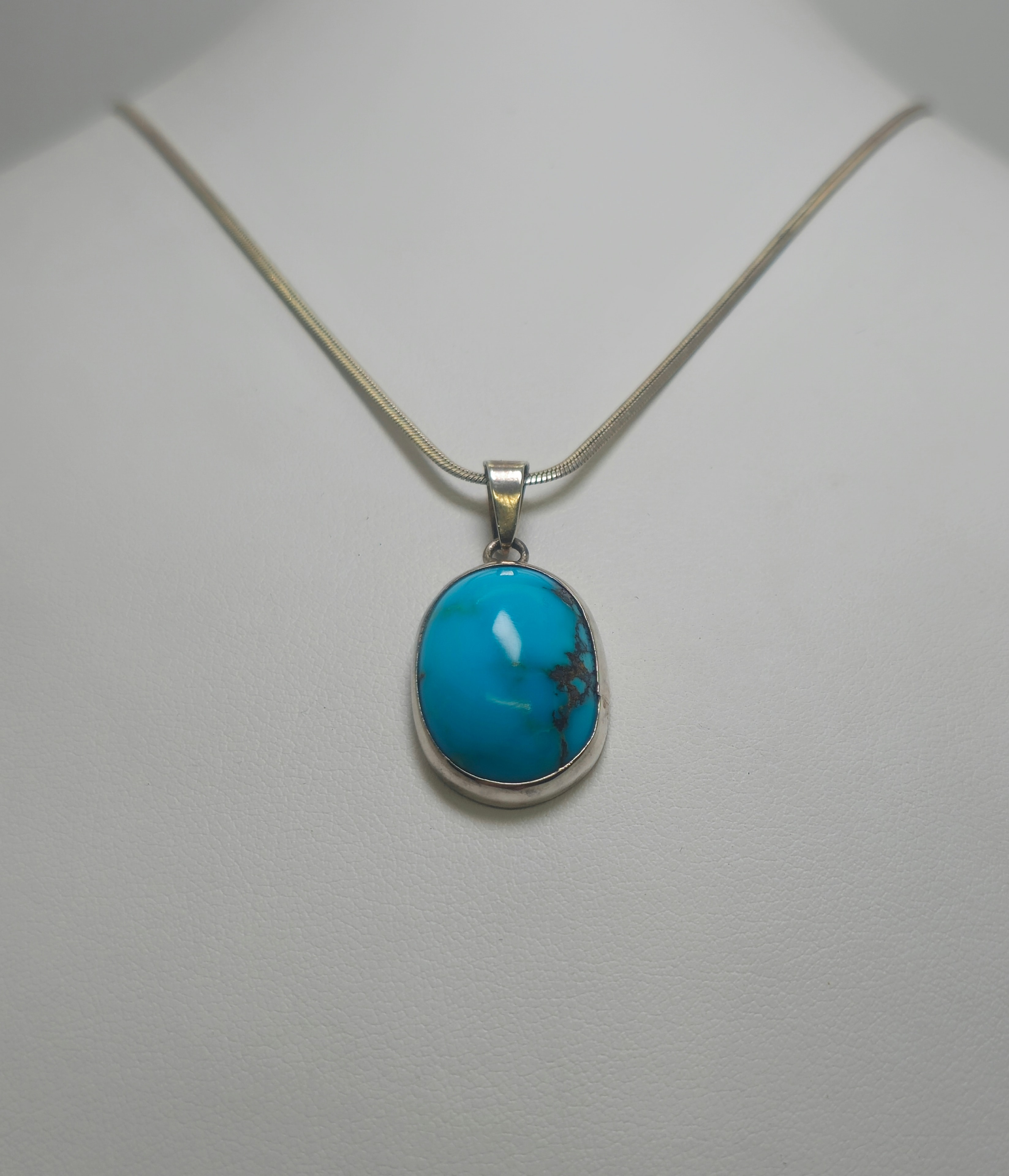 Blue Thunder Turquoise — Oval Pendant view 3