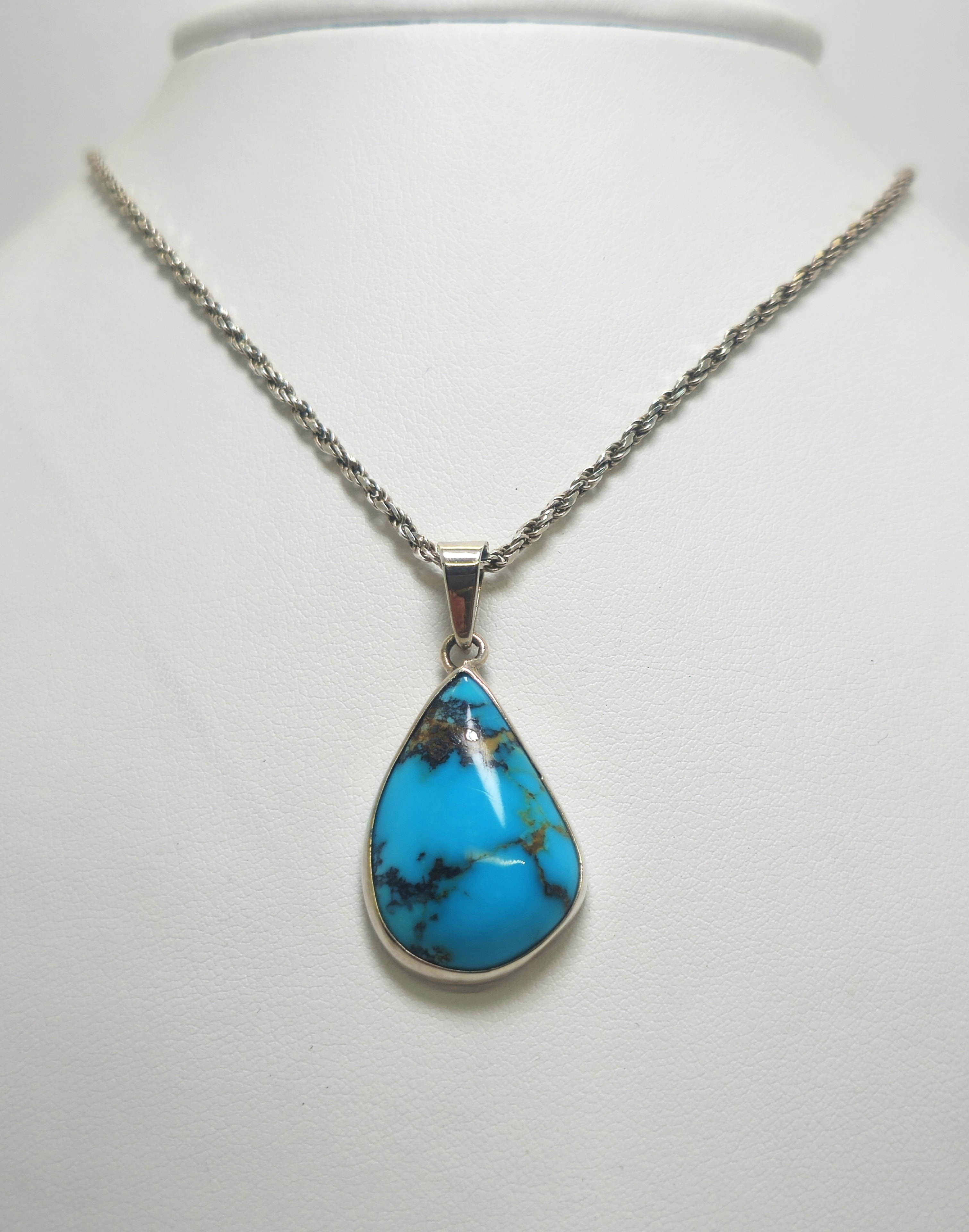 Blue Thunder Turquoise — Teardrop Pendant